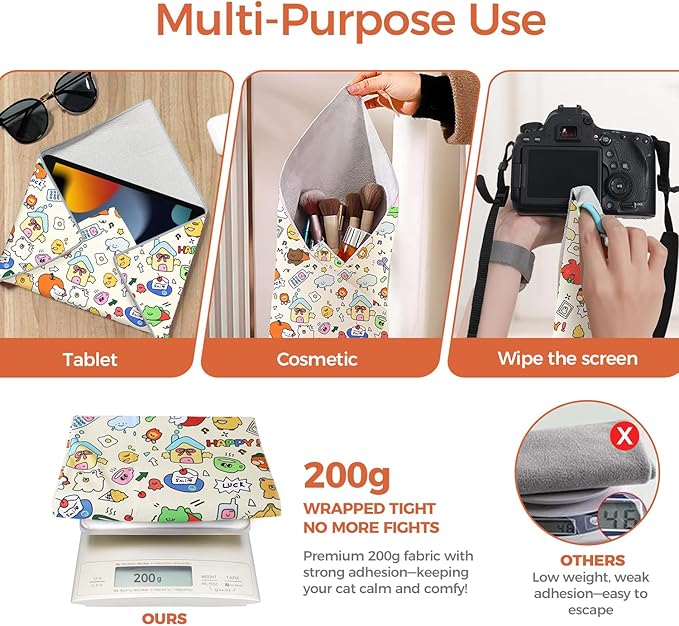 Cat Grooming Wrap, Cat Grooming Supplies for Cutting Nails, Cat Restraint for Nail Clipping to Anti-Scratch/Runaway/Bitten, Cat Swaddle Wrap for Calming & Holding Cat (L (Within 11lbs))