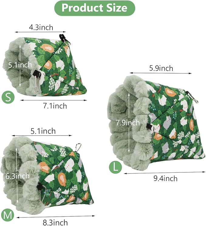 Wontee Bird Nest House Winter Warm Hanging Hammock Bird Bed Snuggle Hut for Parakeets Budgies Caique Conures Cockatiels (Medium, Green)