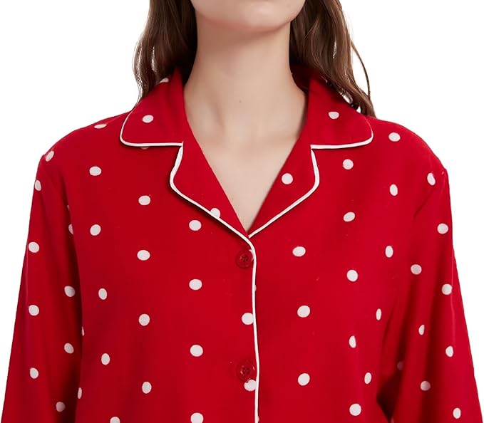 GLOBAL Flannel Pajamas for Women 2-Piece Comfy and Cozy Flannel Pj Set Cotton Loungwear