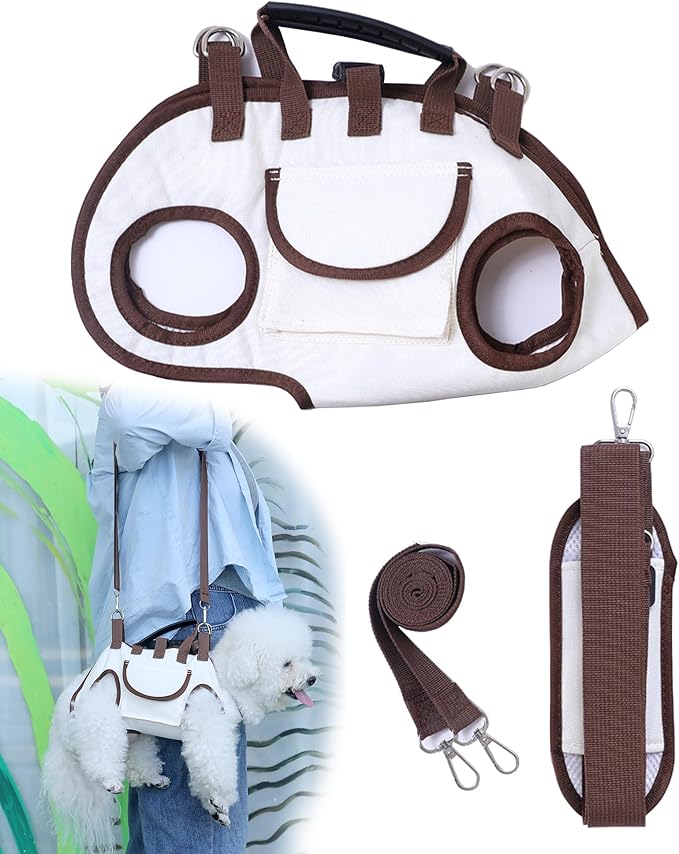 Dog Carry Sling, Full Body Sling with Handle, Hands Free Shoulder Carrier for Senior Dogs Joint Injuries, Joint Injuries, Up and Down Stairs (M, 8.8~14.3 lbs)