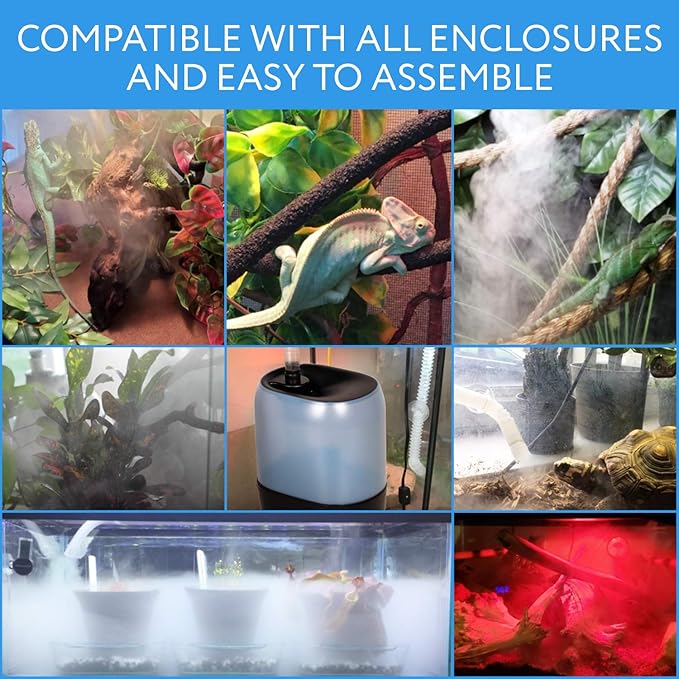 Evergreen Pet Supplies Reptile Fogger Humidifier - 4L Tank, Digital Timer - Automatic Misting System for Terrarium & Amphibian Enclosures