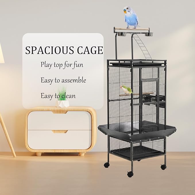 Large Bird Cages for Parakeets, Cockatiel Cage for Birds with Parrot Toys,Birdcage Covers for Night,Skirt Seed Catcher, Play Top for Conure Canary Finch Lovebird Pigeon Budgie Quaker Parrot