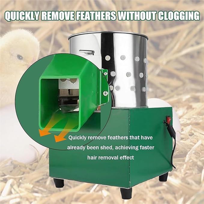 Stainless Chicken Plucker, Small Dove Feather Plucking Machine with 110 Rubber Fingers, High-Efficiency Feather Remover Poultry Machine for Bird, Duck, Turkey