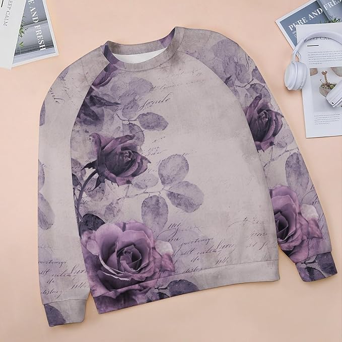 Womens Long Sleeve Tops Y2k Japanese Art Print Sweatshirts Fall Pullover for Women Crewneck Vintage Shirts Boho Tops