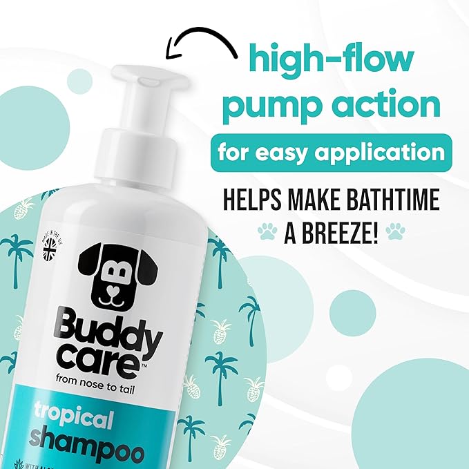 Tropical Dog Shampoo by Buddycare | Deep Cleansing Shampoo for Dogs | Tropical Scented | with Aloe Vera and Pro Vitamin B5 (33.8oz)