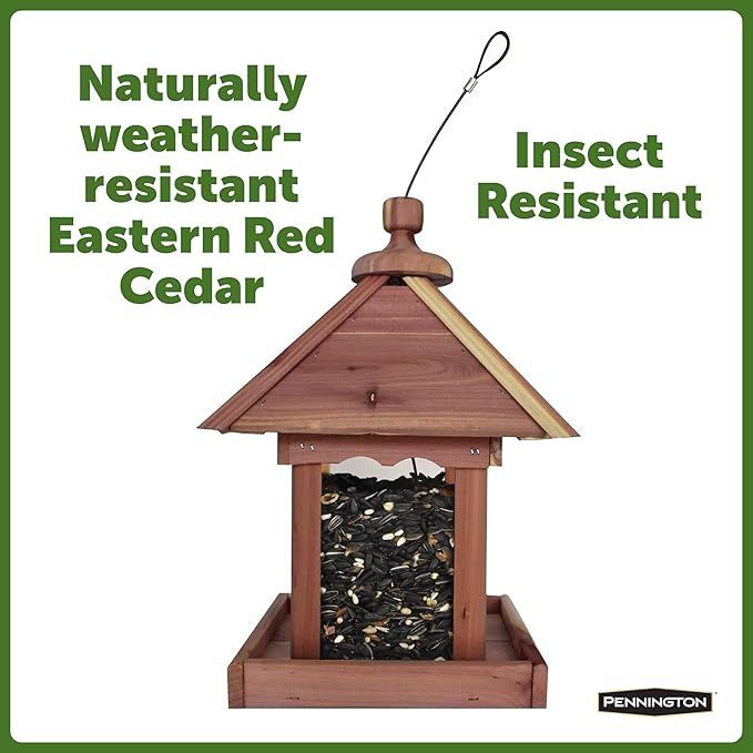 Pennington 100521909 Jr Pavilion Bird Feeder, 2.5 lb, Aromatic Eastern Red Cedar