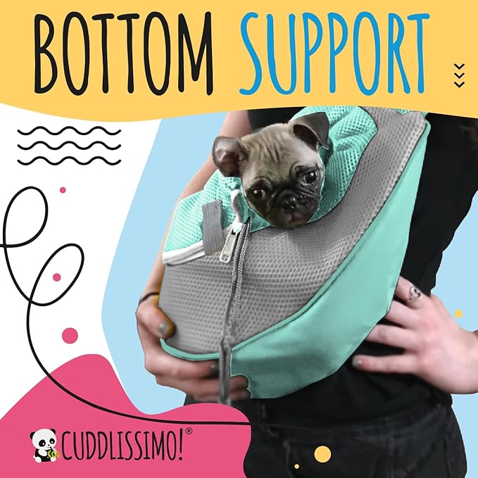 Pet Sling Carrier - Carefully Sized for Teacup & Toy Breed Puppies & Cats (Under 6lb) - Soft Pouch for Small Dogs, Yorkies, Chihuahuas - Ideal for Hands-Free Doggy Travel & Walks (Teal)