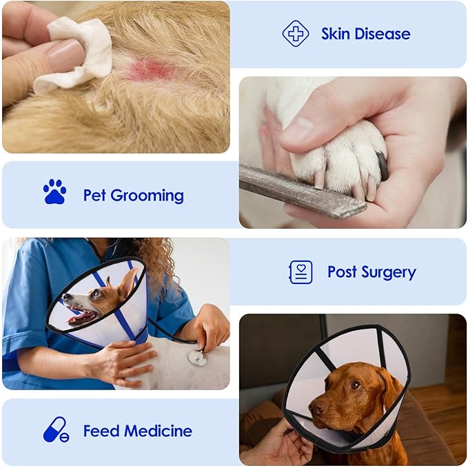 KOESON Dog Cone Collar, Soft Cones for Large Dogs, Professional Large Dog Surgery Recovery Cone with Adjustable Hook & Loop, Comfortable Pet Elizabethan Collars to Stop Licking, Blue L