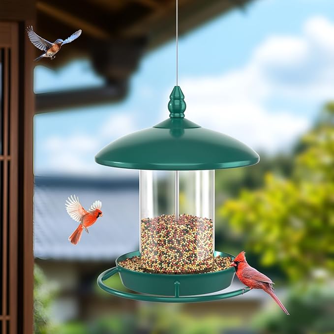 Pack of 2 Bird Feeder for Outdoor Hanging. Green