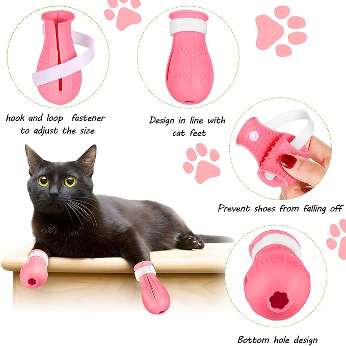 LEIFIDE 7 Pcs Cat Muzzle for Grooming Including 1 Muzzle Bathing 4 Boots 2 Nail Clippers Trimmer Breathable Anti Bite Mask Shoes for Cats Anti Scratch Paw Covers for Pet Grooming Shaving Bathing