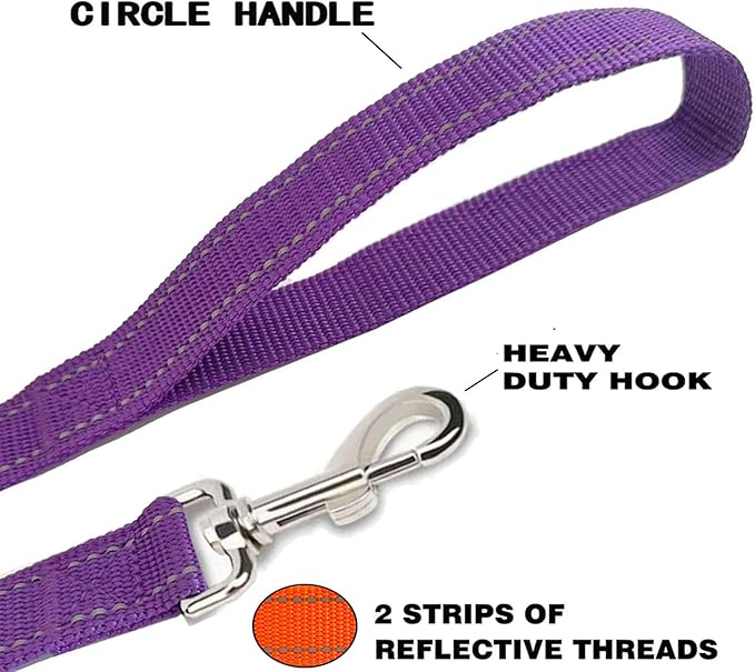 Reflective Dog Leash 4Ft /5 Foot /6 Feet Long, 1 Inch Wide, for Small and Medium Dogs