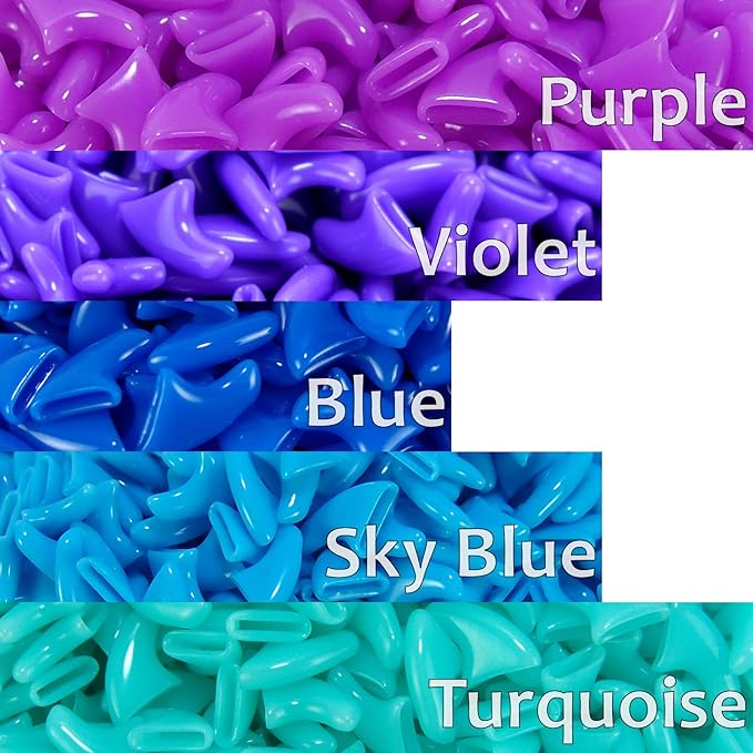 zetpo 100 pcs Cat Nail Caps | Cat Claw Covers | with Adhesives and Applicators (S, Purple, Violet, Blue, Sky Blue, Turquoise)