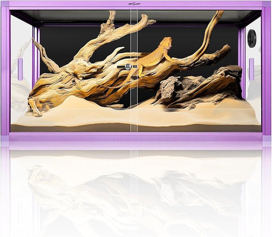 REPTI ZOO 50 Gallon Reptile Terrarium, 36" x 18" x 18" Light Weight Reptile Enclosure, Colored Reptiles Tank with Tempered Glass Door, Large Habitat for Bearded Dragon, Snake, Lizard, Gecko-Purple