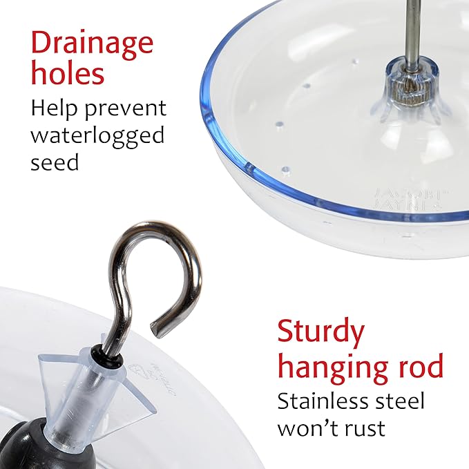 Mealworm Feeder - Jacobi Jayne® Pearl Feeder - Dome Bird Feeder for Small Birds - Bluebird Feeder for Mealworms - Platform Bird Feeder with Dome Cover - Covered Mealworm Feeder - Attracts Blue Birds