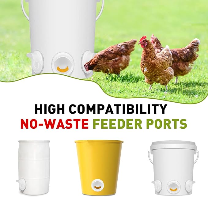 12 Pcs DIY Chicken Feeder Kit and 12 Pcs Chicken Water Cup Kit, Gravity Chicken Waterer Cup and Automatic Chicken Feeder Port Kit with Hole Saw, Poultry Feeder No Waste for Chicken Duck Bird Quail