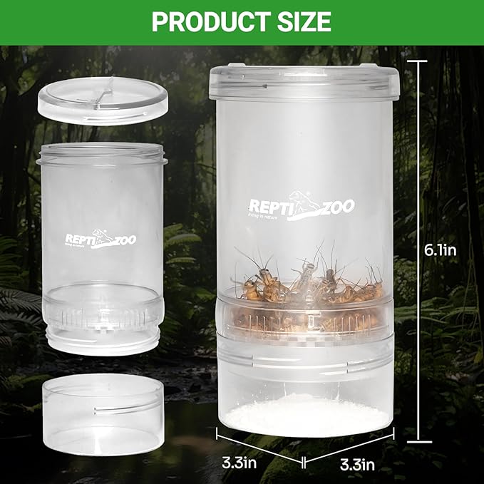 REPTI ZOO Reptile Cricket Calcium Powder Mixer, Transparent Cricket Keeper Shaker for Bearded Dragon Gecko Snake Lizard Chameleon, Dispenser Feeder for Reptile & Amphibians(Clear)