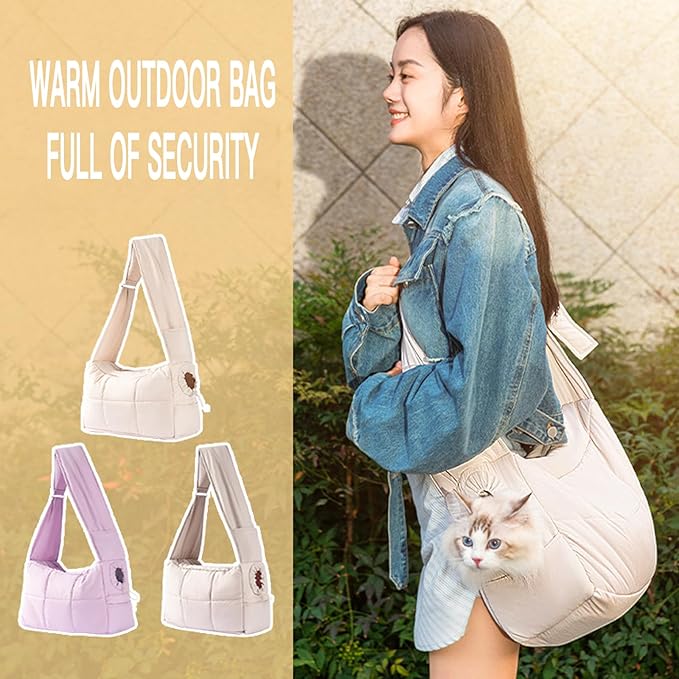 Cozy Dog Carrier Bag, Artificial Plush/Canvas Cute Animals Bags, Mini Dog Purse Carrier, for Outings (Beige)