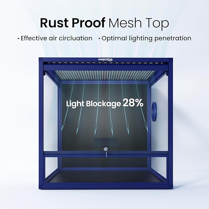 MagicCube 18'' x 18'' x 18'' Reptile Tank with Lock, 24 Gallon Reptile Terrarium with Flip-Up Tempered Glass Door, Top Screen Ventilation for Leopard Gecko - Bottom Not Leakproof