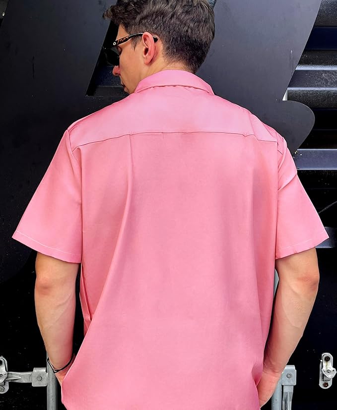 Men’s Hawaiian Shirt Western Cowboy Symmetrical Print Short Sleeve Button Down Casual Beach Holiday Summer Shirt