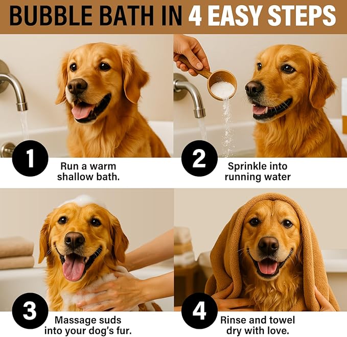 Dog Bubble Bath Shampoo Alternative – Cranberry Spice with Oatmeal, Honey & Coconut, Natural Pet Spa Soak, Gentle Puppy Wash, Dog Gift - 12 Baths (Cranberry Spice)