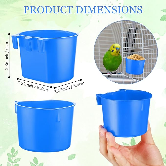 120 Pcs Cage Cups Chicken Birds Feeder Cups Plastic Hanging Chicken Feeders and Waterers 8 oz Feeding Bowl for Gamefowl Supplies Pet Pigeon Poultry Parrot Parakeet Rooster Rabbit(Blue)