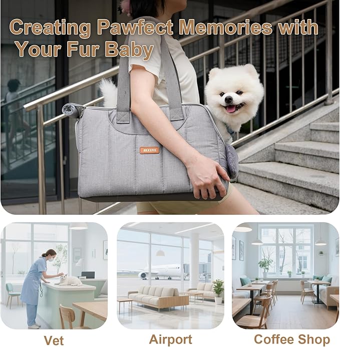 Dog Purse Carrier for Small Dogs Cats Rabbits Up to 15lbs, Lightweight Pet Sling Carriers with Crossbody Strap, Portable Puppy Soft Sided Tote Bag Carrier for Vet,Hiking,Travel Gray