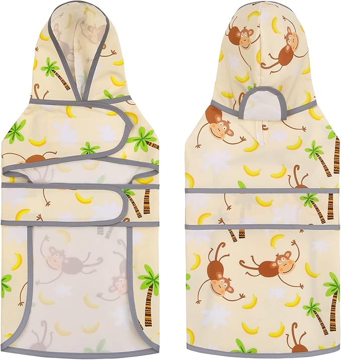 Dog Raincoat for Medium Dogs Waterproof Hooded Rain Jacket with Reflective Strips Leash Hole & Poncho Adjustable Fit (Monkey,M)