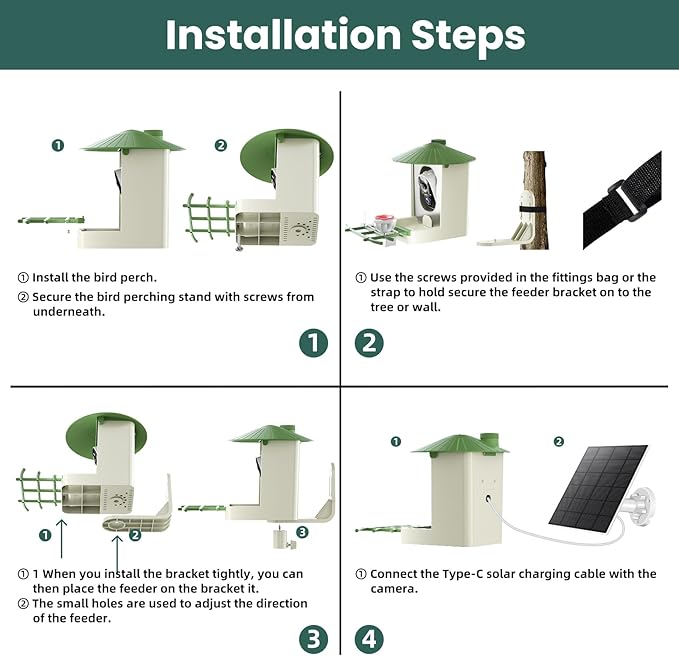SOLIOM Smart Bird Feeder with Camera with Solar Panel - 2K HD Live View, AI Bird Identifier, Birds Arrival Alerts, DIY Birdseed Add-on, 2.4G WiFi- Wireless Outdoor Gift for Birdlovers