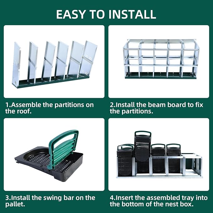 Chicken Nesting Box, 10 Hole 2 Layer Hen Nest Box with Legs, Roll Away Eggs Laying Boxes,Cleanable Pull Out Hen Roosting Boxes