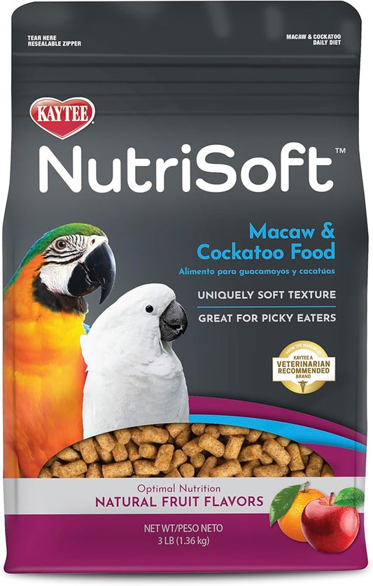 Kaytee Nutri Soft Pet Macaw & Cockatoo Bird Food, 3 Pound