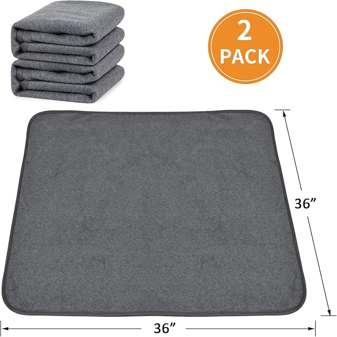 Washable Dog Pee Pads 36x36 2Pack Reusable Puppy Pads, Absorb Dog Mats Non-Slip Puppy Training Pads for Whelping, Potty, Training, Playpen, Crate