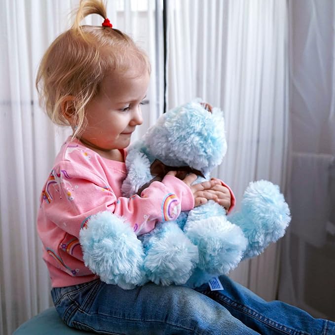 Blue Goldendoodle Furry Poodle Puppy Dog Blue Stuffed Animal Plush Toys for Kids Boys Girls Birthday Bedtime Xmas Gift, 11.8 inches