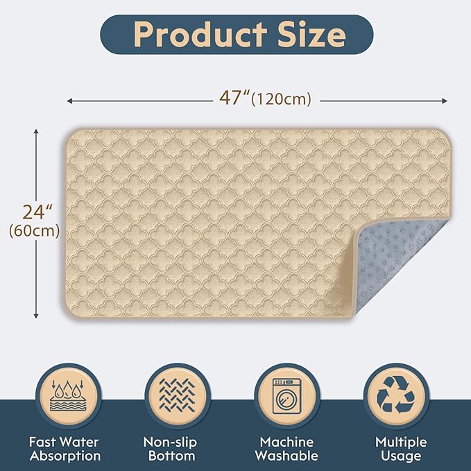 Washable Guinea Pig Cage Liner - 2 Pack Reusable Washable Pee Pads，Waterproof Guinea Pig Bedding for Small Animal - Rabbit Bunny Hamster Puppy (Cream, 24" X 47" - 2 Pack)