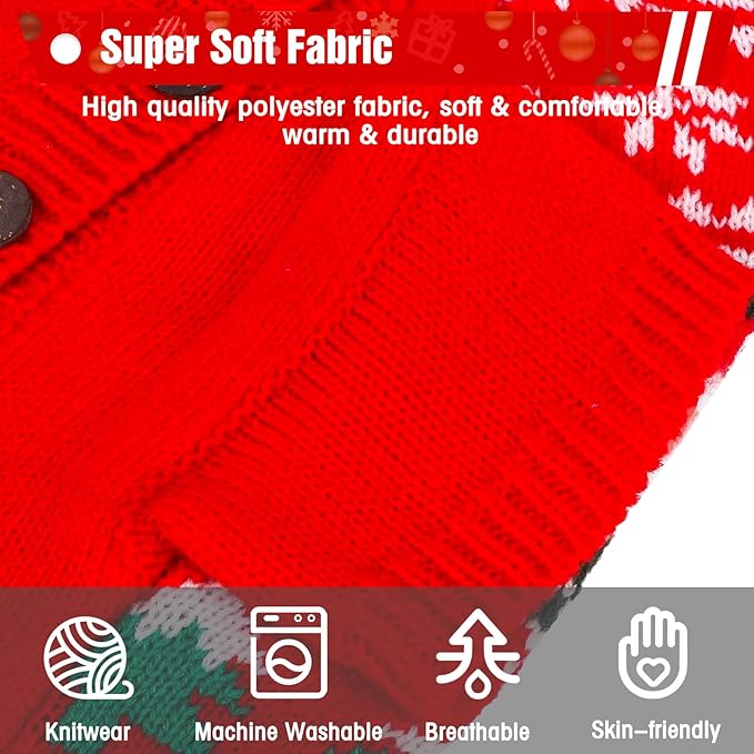 EXPAWLORER Cat Christmas Sweater - Stylish Knitted Christmas Pet Outfit, Soft Clothes for Cats Only, Knitwear Xmas Sweater with Sleeve Warm Apparel, Kitten Clothes for All Cats, Large