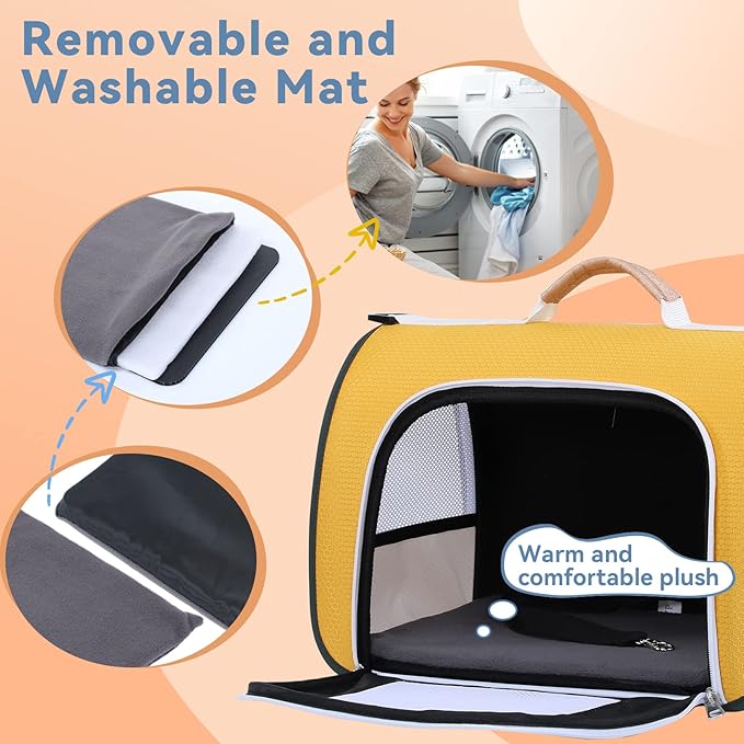 A4Pet Cat Carriers Dog Carrier Pet Carrier, TSA Airline Approved Small Dog Carrier for Cats Dogs Puppies (Up to 15lbs), Washable Soft-Sided Collapsible Travel Puppy Carrier