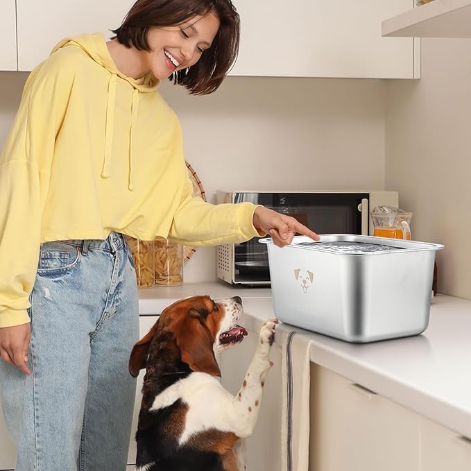 Honeydak 2 Sets Metal Elevated Dog Bowl with Stand Raised Stainless Steel Water Bowl Anti-Slip High Capacity Water Food Stand for Small Medium Large Breed Dog Indoor Outdoor(2.64 Gallons)