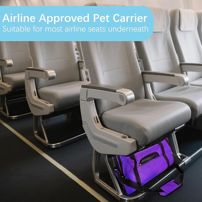 Expandable Cat Carrier for Travel, Soft-Sided Pet Carrier for Cats and Small Dogs, Airline Approved, Comfortable & Breathable Cat Carrying Bag with Adjustable Strap for Daily Use & Airplane(Purple)