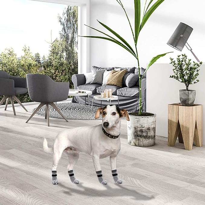 EXPAWLORER Anti Slip Dog Socks to Prevent Licking Paws, Dog Shoes for Hot Pavement, Dog Booties for Small Medium Large Senior Dogs, Traction Control Dog Boots & Paw Protectors for Hardwood Floors