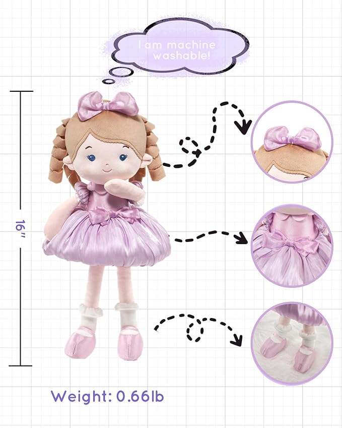 Soft Baby Doll Toys (16''), My First Baby Rag Doll for 1 Year-Old Girl Birthday Gift, Christmas Plush Toys Gift for Toddler Kids Infants-Princess Aurora