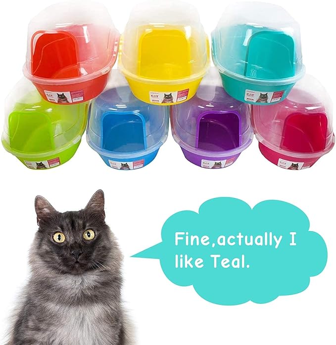 Petphabet Jumbo Hooded Cat Litter Box, Extra Large, Light Blue