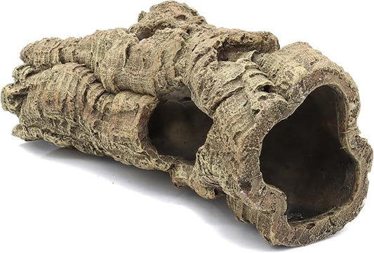Reptile Terrarium Hideout Decor, Resin Wood Hide Decor for Reptiles, Fish, Amphibians, Small Animals (Medium)
