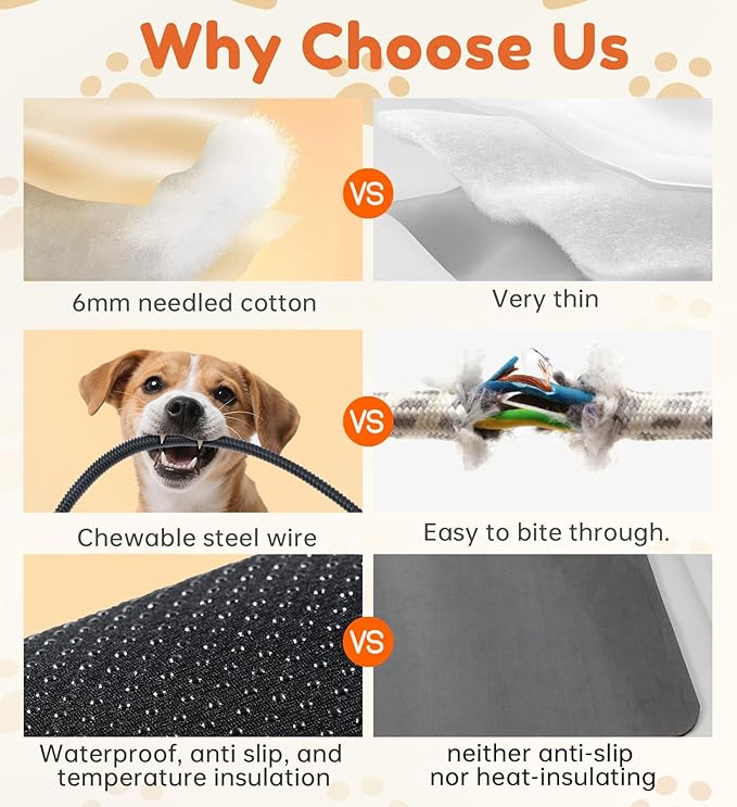 HOPET Dog Cat Heating Pad with Adjustable Temperature Timer, Waterproof Heated Dog Cat Bed with Chew Resistant Cord, Indoor/Outdoor Electric Heating Pad for Dog House,Rescue Cats,Grey,27x15 in