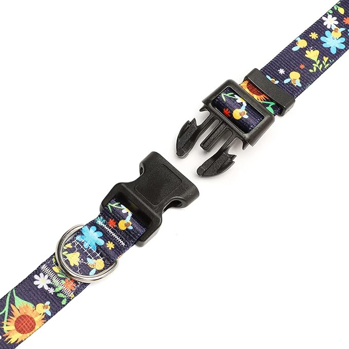 Mercano Adjustable Dog Collar - Special Design Patterns, Soft Nylon Comfortable Durable Pet Collar for Small Medium Large Dogs (S, Sunflower)