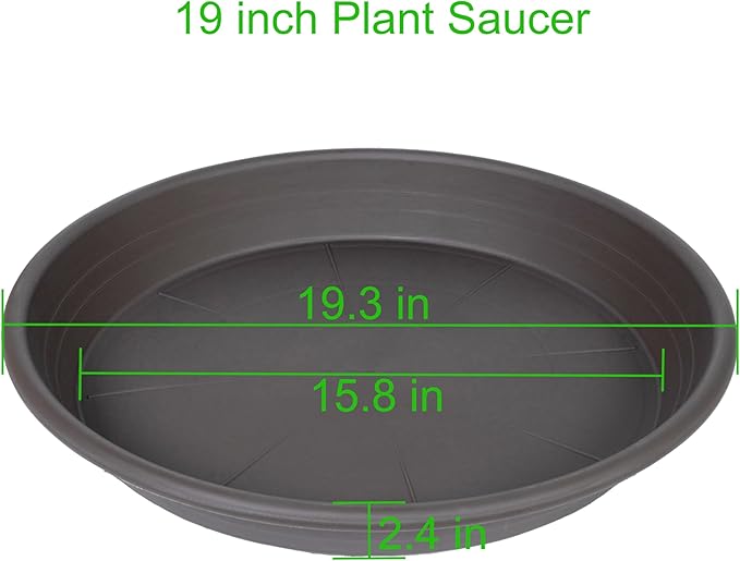 2 Pack of 19 inch Plant Saucer, Large Plant Tray, Heavy Sturdy Plant Drainage Tray for Indoors, Bird Bath Bowls, Sturdy 18 inch Plastic Pot Tray for Planter (Brown)