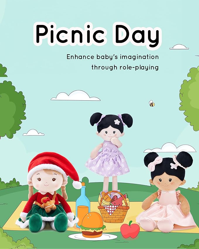 Soft Baby Doll Toys for Girls (16''), My First Christmas Dolls, Baby Rag Doll Plush Toys for Toddler Kids Infants -Christmas Special - Natalie The Elf