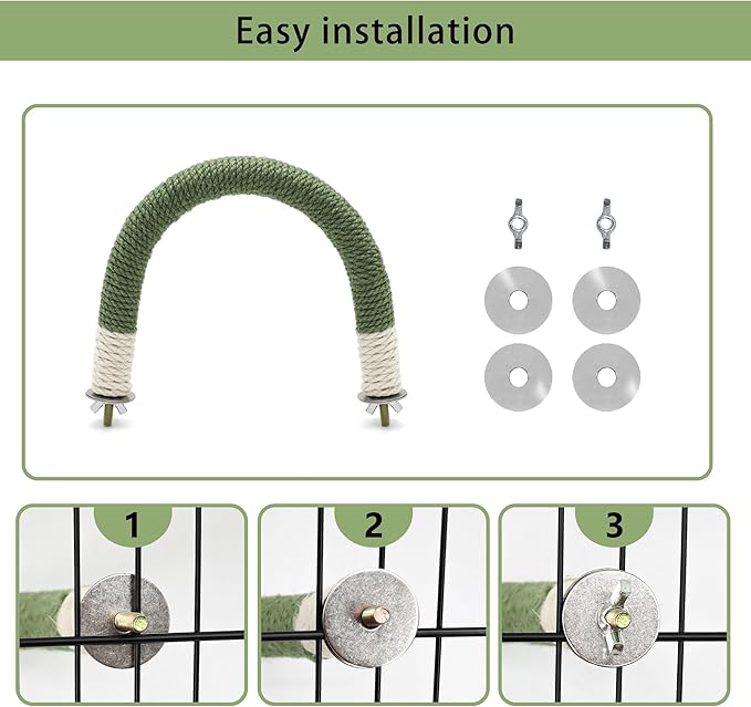 2 Pcs Bird Stand Perch U Shape Hemp Rope Green Wood Parrot Perches for Small Birds,Parakeets Macaw Cockatiels Conures Love Birds Finches,Bird Training Educational Stand Toys (Small-2 Pack)