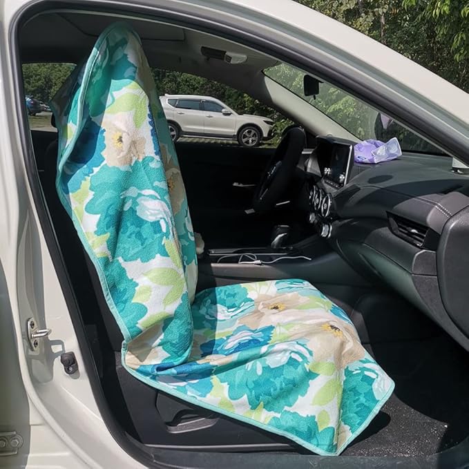 Car Seat Cover Protector Front Seats,for Gym Workout,Running,Swimming,Beach and Hiking,Waterproof Sweat Towel Bucket Seat Covers for Cars SUV Trucks (Chrysanthemum, 2Pcs)