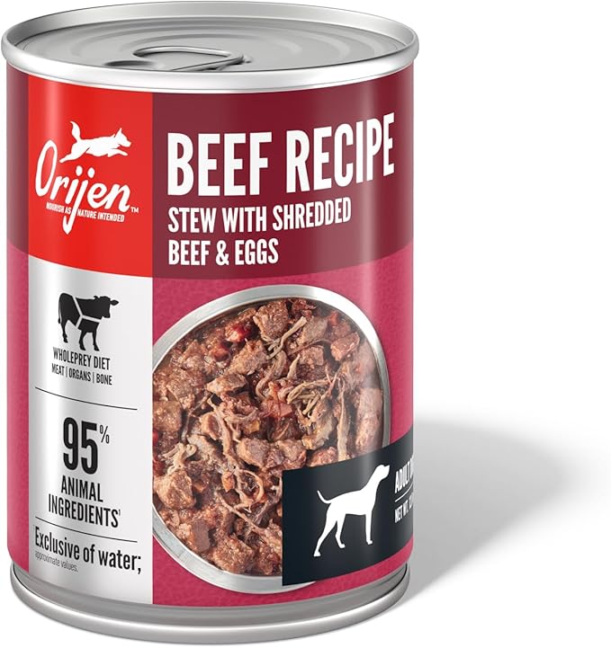 ORIJEN Real Meat Shreds Wet Dog Food Beef Stew Recipe 12.8oz Cans (12 Count)