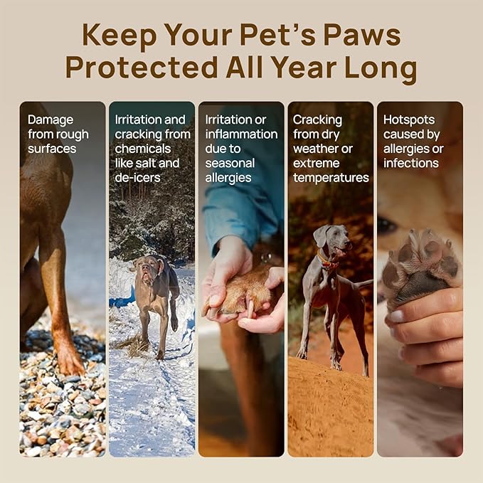 HICC PET Dog Paw Balm 1.06 oz for Dogs & Cats, Soothing Paw Balm Dogs Lick Safe, Moisturizing and Healing Dry Cracked Paws Cat Paw Balm, All-Natural Paw Wax for Dogs, Improves Rough Paws Relieves Odor