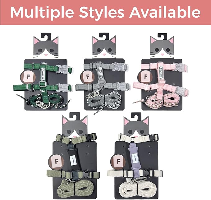 Cat Harness and Leash Set - Pink Lightweight Soft Kitten Harness Escape Proof, Adjustable Travel Pet Harness for Walking，Easy Control Comfortable Outdoor (Pink, One Size Fits All)